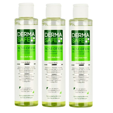 شامپو ضد شوره مو درماسیف (Dermasafe) مدل Acne Derm حجم 200 میلی لیتر بسته 3 عددی