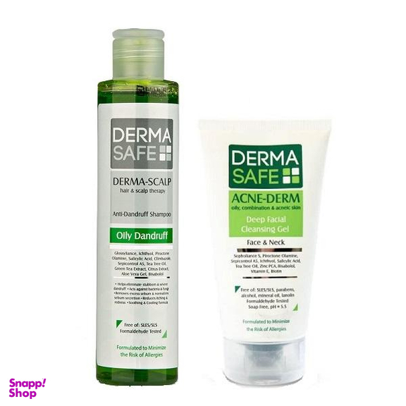 شامپو سر و بدن درماسیف (Dermasafe) مدل Acne Derm و ژل شستشوی صورت حجم 200 میلی لیتر