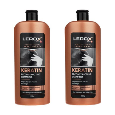 شامپو مو لروکس (Lerox) مدل کراتین وزن 550 گرم مجموعه 2 عددی