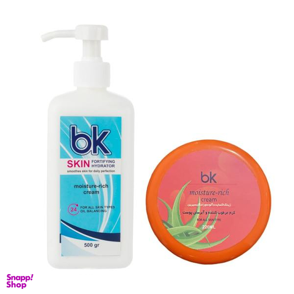 کرم مرطوب کننده بی کی مدل گیلیسیرین حجم 220 میلی لیتر به همراه کرم مرطوب کننده بی کی حجم 500 میلی لیتر