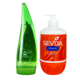 ژل آبرسان سودا مدل آلویه ورا حجم 250 میلی لیتر + کرم مرطوب کننده سودا مدل ویتامین C حجم 500 میلی لیتر