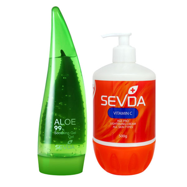 ژل آبرسان سودا مدل آلویه ورا حجم 250 میلی لیتر + کرم مرطوب کننده سودا مدل ویتامین C حجم 500 میلی لیتر