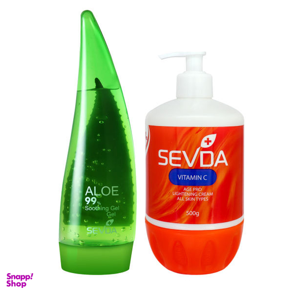 ژل آبرسان سودا مدل آلویه ورا حجم 250 میلی لیتر + کرم مرطوب کننده سودا مدل ویتامین C حجم 500 میلی لیتر