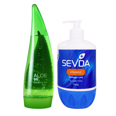 ژل آبرسان سودا مدل آلویه ورا حجم 250 میلی لیتر + کرم آبرسان سودا مدل ویتامین E حجم 500 میلی لیتر