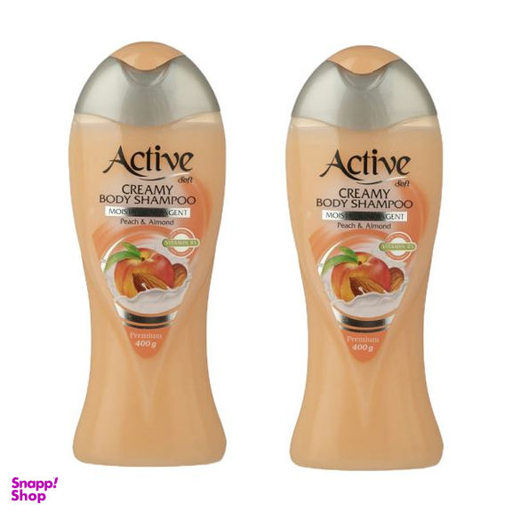 شامپو بدن اکتیو (Active) مدل هلو بادام وزن 400 گرم بسته 2 عددی