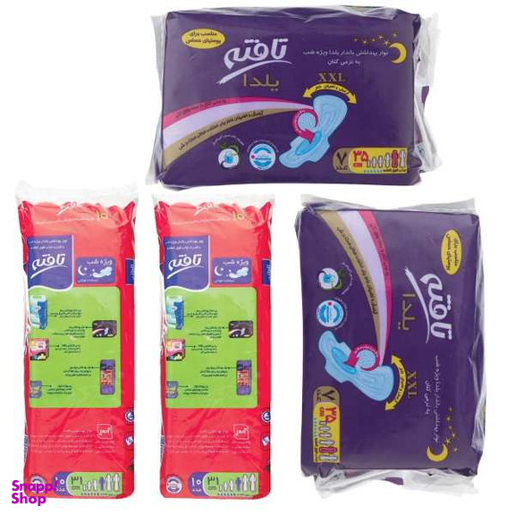 نوار بهداشتی تافته مدل Yalda مجموعه 2 عددی + نوار بهداشتی تافته مدل over مجموعه 2 عددی
