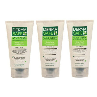 ژل شستشوی صورت درماسیف (Dermasafe) مدل Acne Derm حجم 150 میلی لیتر مجموعه 3 عددی