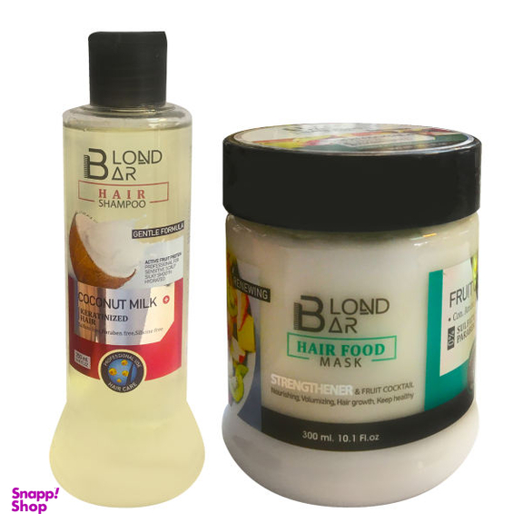 ماسک مو بلوند بار (Blond Bar) مدل Food حجم 300 میلی لیتر به همراه شامپو مو بلوند بار مدل Food حجم 250 میلی لیتر