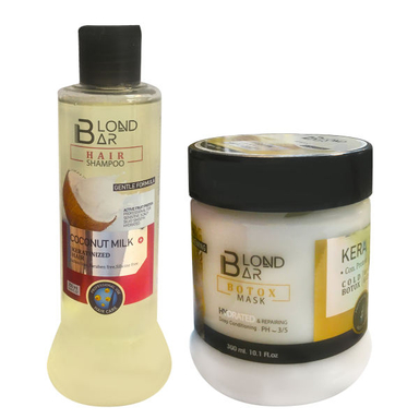 ماسک مو بلوند بار (Blond Bar) مدل Botax Keratin حجم 300 میلی لیتر+شامپو مو بلوند بار مدل Botax Keratin حجم 250 میلی لیتر