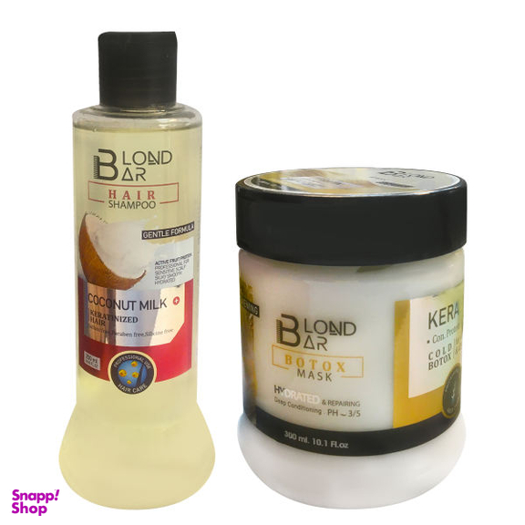 ماسک مو بلوند بار (Blond Bar) مدل Botax Keratin حجم 300 میلی لیتر+شامپو مو بلوند بار مدل Botax Keratin حجم 250 میلی لیتر