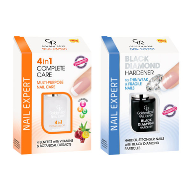 تقویت کننده ناخن گلدن رز (Golden Rose) مدل Black_Complete حجم 11 میلی لیتر مجموعه 2 عددی
