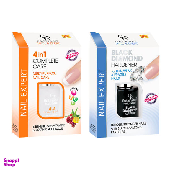 تقویت کننده ناخن گلدن رز (Golden Rose) مدل Black_Complete حجم 11 میلی لیتر مجموعه 2 عددی