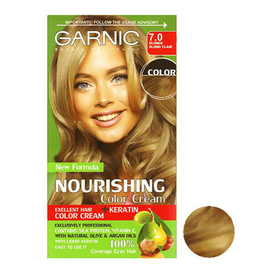 کیت رنگ مو گارنیک (Garnic) شماره 7.0 حجم 80 میلی‌لیتر رنگ بلوند