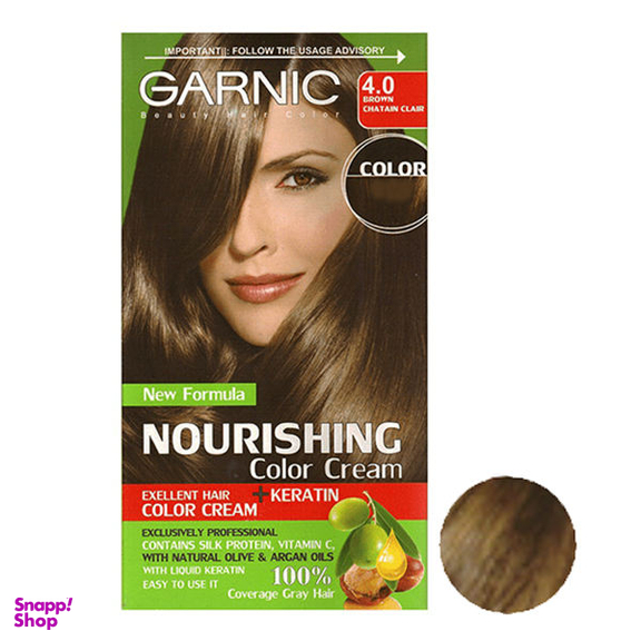 کیت رنگ مو گارنیک (Garnic) شماره 4.0 حجم 80 میلی‌لیتر رنگ قهوه ای