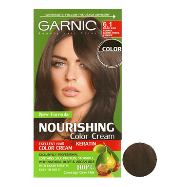 کیت رنگ مو گارنیک (Garnic) شماره 6.1 حجم 80 میلی‌لیتر رنگ بلوند خاکستری تیره