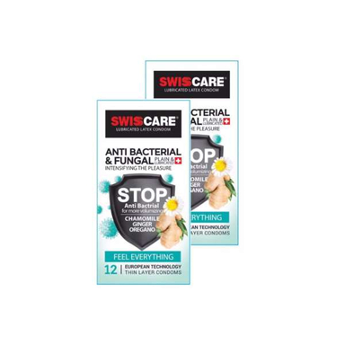 کاندوم سوییس کر مدل Anti Bacterial مجموعه 2 عددی