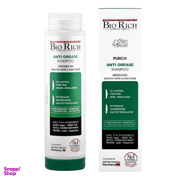 شامپو مو بیوریچ (Bio Rich) مدل Anti Grease حجم 250 میلی لیتر