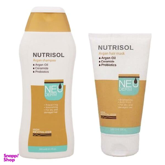 شامپو مو نیودرم (Neuderm) مدل آرگان حجم 300 میلی لیتر به همراه ماسک مو مدل آرگان حجم 150 میلی لیتر