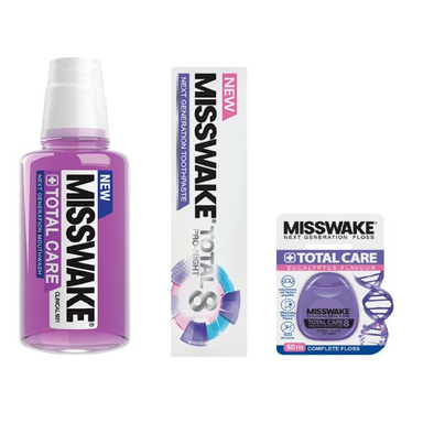 خمیر دندان (Misswake) میسوسک مدل Total8 به همراه دهان شویه میسویک مدل Total8 حجم 500 میلی لیتر و نخ دندان