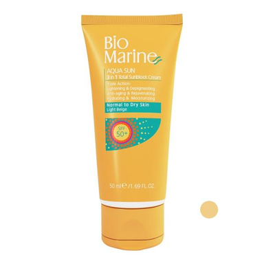 کرم ضد آفتاب بایومارین مدل AQUA SUN رنگ بژ روشن حجم 50 میلی لیتر