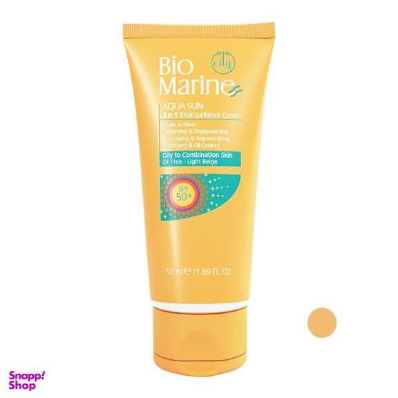 کرم ضد آفتاب بایومارین مدل AQUA SUN رنگ بژ روشن مناسب پوست چرب و مخلوط حجم 50 میلی لیتر