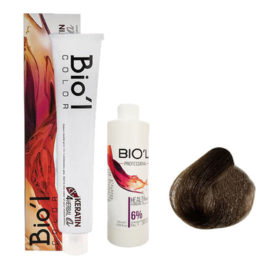 کیت رنگ مو بیول (Biol) سری NATURAL شماره 4.0 حجم 100 میلی‌لیتر رنگ قهوه ای متوسط