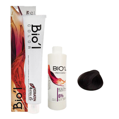 کیت رنگ مو بیول (Biol) سری NATURAL شماره 3.0 حجم 100 میلی‌لیتر رنگ قهوه ای تیره