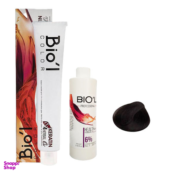 کیت رنگ مو بیول (Biol) سری NATURAL شماره 3.0 حجم 100 میلی‌لیتر رنگ قهوه ای تیره