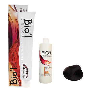 کیت رنگ مو بیول (Biol) سری NATURAL شماره 2.0 حجم 100 میلی‌لیتر رنگ قهوه ای سوخته