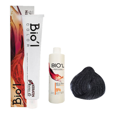 کیت رنگ مو بیول (Biol) سری ASH شماره 1.1 حجم 100 میلی‌لیتر رنگ مشکی پرکلاغی