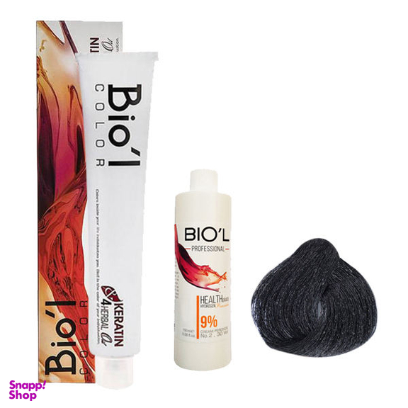 کیت رنگ مو بیول (Biol) سری ASH شماره 1.1 حجم 100 میلی‌لیتر رنگ مشکی پرکلاغی
