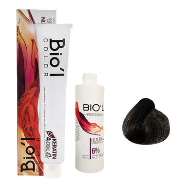 کیت رنگ مو بیول (Biol) مدل ASH شماره 6.1 حجم 100 میلی‌لیتر رنگ بلوند دودی تیره