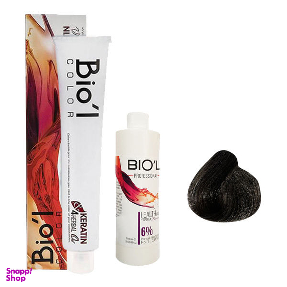 کیت رنگ مو بیول (Biol) مدل ASH شماره 6.1 حجم 100 میلی‌لیتر رنگ بلوند دودی تیره