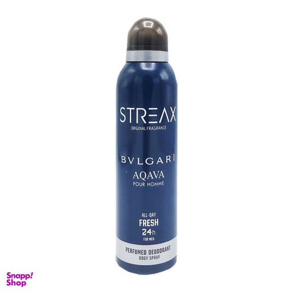 اسپری بدن مردانه استریکس (Streax) مدل Bvlcari Aqava حجم 200 میلی لیتر
