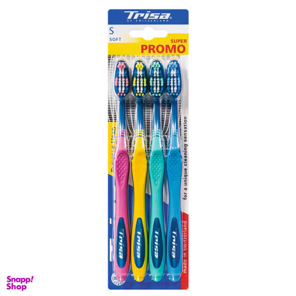 مسواک تریزا (Trisa) سری Super Promo مدل Flexible Head با برس نرم بسته 4 عددی