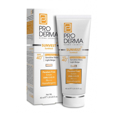 کرم ضد آفتاب پرودرما (Proderma)رنگی لایت بژ با SPF50 فاقد چربی حجم 40 میلی‌لیتر