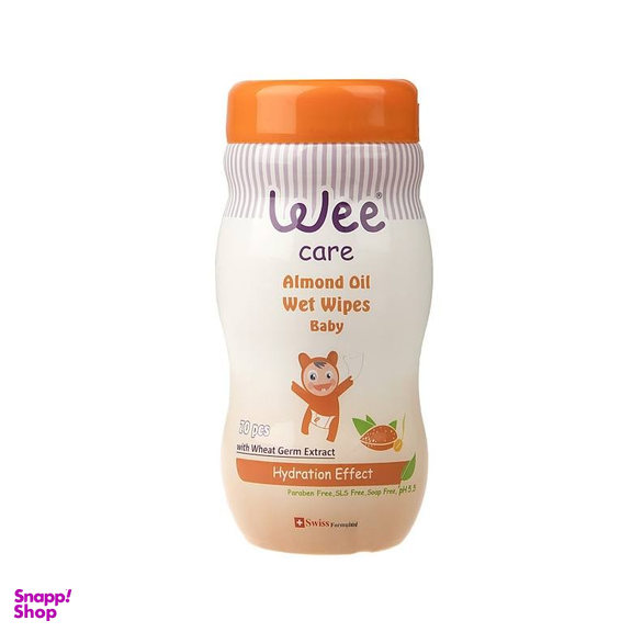 دستمال مرطوب وی کر (Wee Care) حاوی روغن بادام بسته 70 عددی
