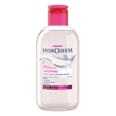 میسلار واتر 3 در 1 هیدرودرم (Hydrom) چشم لب و صورت مناسب پوست های حساس و تحریک پذیر حجم 250 میلی لیتر