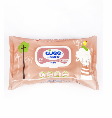 دستمال مرطوب وی کر (Wee Care) مدل روغن بادام بسته 72 عددی