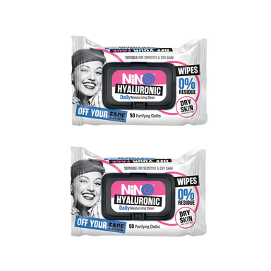 دستمال مرطوب نینو (Nino) مدل HYALURONIC بسته 50 عددی مجموعه 2 عددی