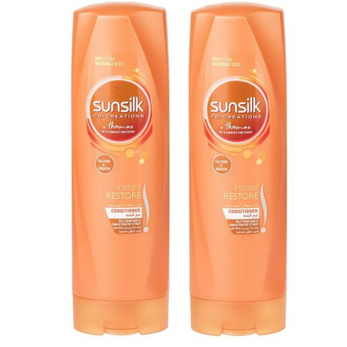 نرم کننده سان سیلک (Sun Silk) مناسب برای موهای آسیب دیده حجم 350 میلی لیتر مجموعه 2 عددی