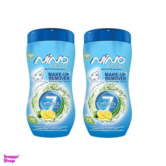 دستمال مرطوب آرایش نینو (Nino) مدل کمر باریک بسته 48 عددی مجموعه 2 عددی