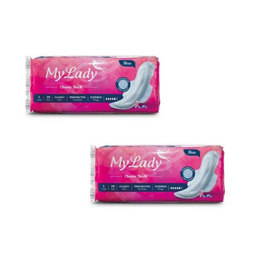 نوار بهداشتی بالدار مای‌ لیدی (My lady) مدل Classic Pink سایز بزرگ بسته 10 عددی مجموعه 2 عددی
