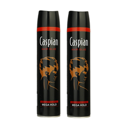چسب مو کاسپین (Caspian) مدل Mega Hold حجم 250 میلی‌لیتر مجموعه 2 عددی