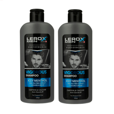 شامپو ضد شوره مو لروکس (Lerox) مدل Vigorous وزن 300 گرم مجموعه 2 عددی