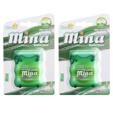 نخ دندان مینا (Mina) مدل Narrow با اسانس نعناع طول 50 متر مجموعه 2 عددی