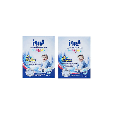پودر صابون لباسشویی فیروز (Firooz) مدل 4 آنزیم وزن 400 گرم مجموعه 2 عددی