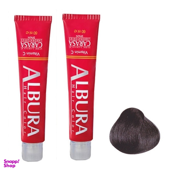 رنگ مو آلبورا (Albura) مدل Carasa شماره C1-1.1 رنگ مشکی پر کلاغی حجم 100 میلی‌ لیتر مجموعه 2 عددی