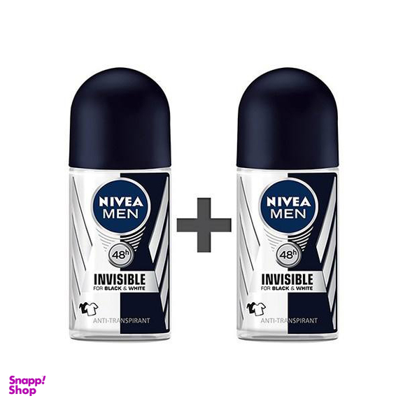 رول ضد تعریق مردانه نیوآ (Nivea) مدل Invisible Black And White حجم 50 میلی‌ لیتر بسته 2 عددی