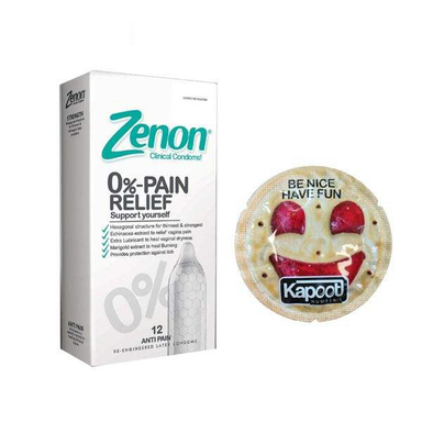 کاندوم مدل PAIN RELIEF بسته 12 عددی زنون (Zenon) به همراه کاندوم کاپوت